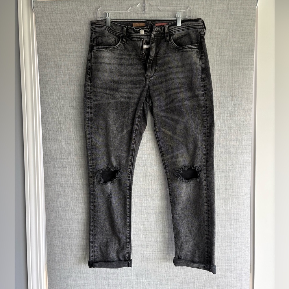 Pilcro Washed Black Distressed Boyfriend Jeans